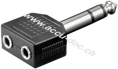 Kopfhörer-Adapter, AUX-Klinke 6,35 mm zu 2x 3,5 mm - 1x 6,35-mm-Klinkenstecker (3-polig, stereo) > 2x 3,5-mm-Klinkenkupplung (3-polig, stereo) 