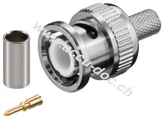 BNC-Crimpstecker - Teflon - für RG 59/U Kabel mit Gold-Pin 