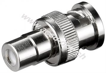 BNC-Stecker > Cinchkupplung, Silber - für RG58/U-Kabel 