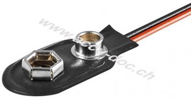 1x 9 V Block Batterieclip, Schwarz - lose Kabelenden 