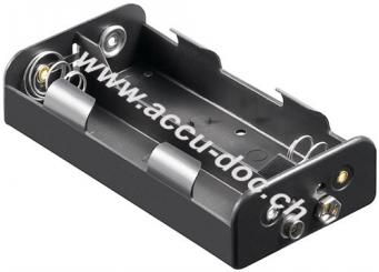 4x C (Baby) Batteriehalter, Schwarz - Druckknopf 