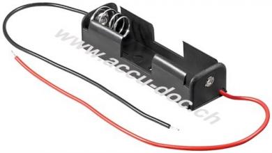 1x AA (Mignon) Batteriehalter, lose Kabelenden, Schwarz - lose Kabelenden 