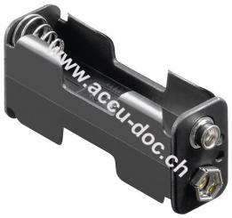 2x AA (Mignon) Batteriehalter, Druckknopf, Schwarz - Druckknopf 