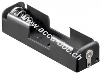 1x AA (Mignon) Batteriehalter, Lötfahne (U), Schwarz - Lötfahne (U) 