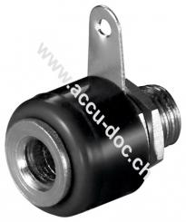 Bananenbuchse mit Lötfahne, Schwarz - 4 mm, mit 2 Muttern, Schwarz 