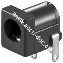 DC-Einbaubuchse - Stift 2,1 mm, abgewinkelte Ausführung mit Lötfahnen 