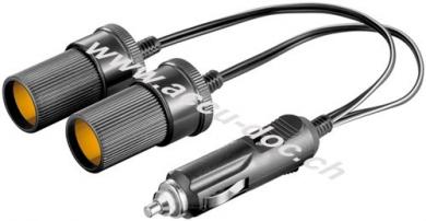 KFZ/Auto Zigarettenanzünder Y-Verteiler, 12 V, 0,2 m - mit 2,5-A-Sicherung, Zigarettenanzünder-Stecker > 2x Zigarettenanzünder-Buchse 