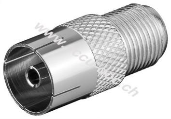 F-Adapter: F-Buchse > Koax-Buchse - Adapter-Stecker aus Zink 