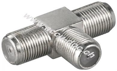 F-Adapter, T-Stück: F-Buchse > doppelt F-Buchse - Adapter-Buchse aus Zink 