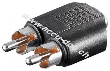 Cinch Adapter, Buchse zu 2x Stecker, Klinke 3,5 mm Buchse (3-Pin, stereo) - Klinke 3,5 mm Buchse (3-Pin, stereo) > 2x Cinch-Stecker 