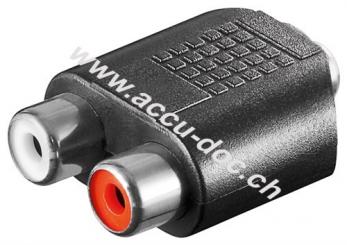 Cinch Adapter, AUX Klinke 3,5 mm Buchse zu 2x stereo Buchse, Klinke 3,5 mm Buchse (3-Pin, stereo) - Klinke 3,5 mm Buchse (3-Pin, stereo) > 2x Cinch-Buchse (Audio links/re 