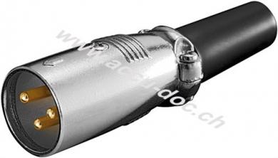 Mikrofonstecker, XLR-Stecker (3-Pin), 3 Pin - mit vergoldeten Kontakten und geschraubter Zugentlastung 