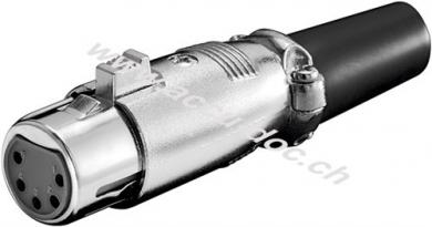 Mikrofonkupplung, XLR-Buchse (5-Pin), 5 Pin - mit vergoldeten Kontakten, Verriegelung und geschraubter Zugentlastung 