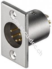 Mikrofon-Einbaustecker, XLR-Stecker (5-Pin), 5 Pin - mit vergoldeten Kontakten 