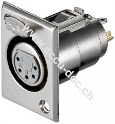 Mikrofon-Einbaubuchse, XLR-Buchse (5-Pin), 5 Pin - mit Verriegelung und vergoldeten Kontakten 