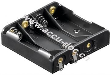 4x AAA (Micro) Batteriehalter, Schwarz - Lötfahne (U) 
