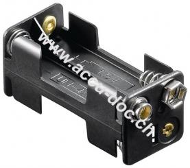4x AAA (Micro) Batteriehalter, Schwarz - Druckknopf 