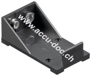 1x 9 V Block Batteriehalter, Schwarz - Lötfahne (U) 