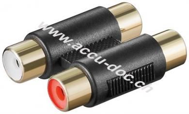 Cinch zweifach Adapter 2x Buchse zu 2x Buchse, vergoldet - 2x Cinch-Buchse (Audio links/rechts) > 2x Cinch-Buchse (Audio links/rechts) 