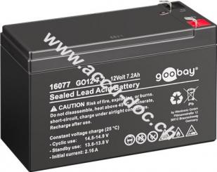 GO12-7.2 (7200 mAh, 12 V) - Faston (4,8 mm) Bleiakku, BattG 