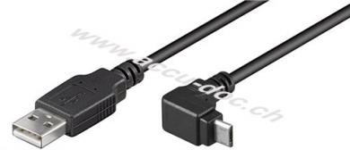 USB 2.0 Hi-Speed-Kabel 90°, schwarz, 1.8 m - USB 2.0-Buchse (Typ A) > USB 2.0-Micro-Stecker (Typ B) 90° 