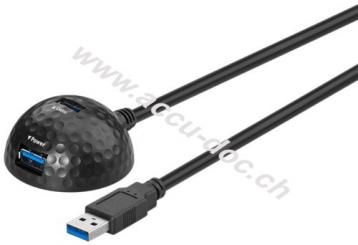 USB 3.0 Hi-Speed Verlängerungskabel mit Standfuss, Schwarz, 1.5 m - USB 3.0-Stecker (Typ A) > 2x USB 3.0-Buchse (Typ A) 
