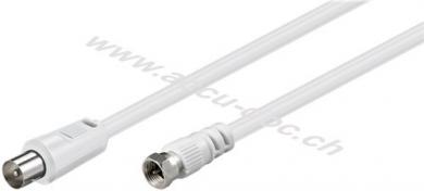 SAT/Antennen Adapterkabel (<70 dB), 2x geschirmt, 1.5 m, Weiß - F-Stecker > Koax-Stecker 