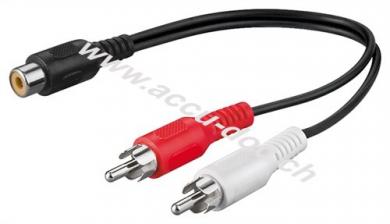 Audio Y Kabeladapter, Stereo Cinch-Stecker zu Cinch-Buchse, 0.2 m, Schwarz - Cinch-Buchse > 2x Cinch-Stecker (Audio links/rechts) 