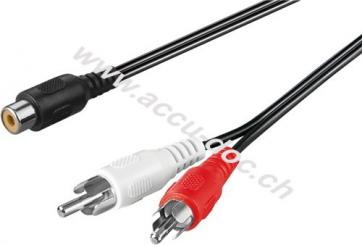 Audio Y Kabeladapter, stereo Cinch-Stecker zu Cinch-Buchse, 1.5 m, Schwarz - Cinch-Buchse > 2x Cinch-Stecker (Audio links/rechts) 