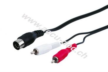 Audio Kabeladapter, DIN-Stecker zu stereo Cinch-Stecker, 1.5 m - DIN-Stecker 180° (5-Pin) > 2x Cinch-Stecker (Audio links/rechts) 