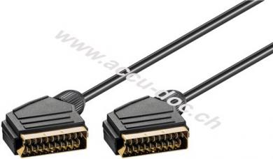 Scart Verbindungskabel, vergoldet, ø 7 mm, 1.5 m, Schwarz - Scartstecker (21-Pin) > Scartstecker (21-Pin) 