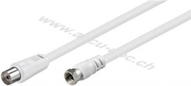 SAT/Antennen Adapterkabel (<70 dB), 2x geschirmt, 2.5 m, Weiß - F-Stecker > Koax-Buchse 