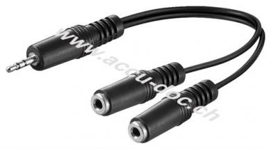Audio Y Kabeladapter 3,5 mm, 1x Stecker 2x Buchse mono, 0.2 m, Schwarz - Klinke 3,5 mm Stecker (3-Pin, stereo) > 2x Klinke 3,5 mm Buchse (2-Pin, mono) 
