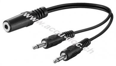 Audio Y Kabeladapter 3,5 mm, 1x stereo Buchse zu 2x mono Stecker, 0.2 m, Schwarz - Klinke 3,5 mm Buchse (3-Pin, stereo) > 2x Klinke 3,5 mm Stecker (2-Pin, mono) 