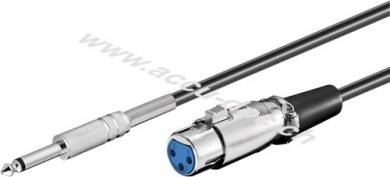 Mikrofonanschlusskabel, Blau, 6 m - XLR-Buchse (3-Pin) > Klinke 6,35 mm Stecker (2-Pin, mono) 
