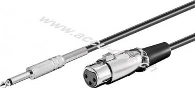 Mikrofonanschlusskabel, Schwarz, 6 m - XLR-Buchse (3-Pin) > Klinke 6,35 mm Stecker (2-Pin, mono) 