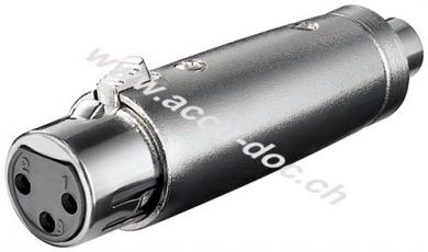 XLR-Adapter, Cinch-Buchse zu XLR-Buchse - XLR-Buchse (3-Pin) > Cinch-Buchse 