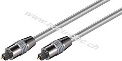Toslink Kabel 6 mm mit Metalsteckern, 3 m, Silber - Toslink-Stecker > Toslink-Stecker, ø 6 mm 