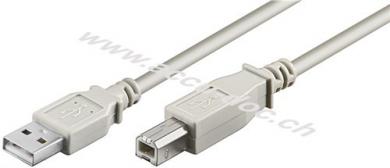USB 2.0 Hi-Speed Kabel, Grau, 3 m - USB 2.0-Stecker (Typ A) > USB 2.0-Stecker (Typ B) 