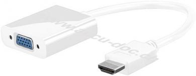 HDMI™/VGA Adapter, vernickelt, Weiß, 0.15 m - HDMI™-Stecker (Typ A) > VGA-Buchse (15-polig) 
