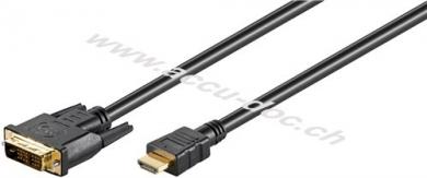 DVI-D/HDMI™-Kabel, vergoldet, 1.5 m, Schwarz - DVI-D-Stecker Single-Link (18+1 pin) > HDMI™-Stecker (Typ A) 