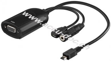 VGA - MHL™ Audio/Video Adapter, 0.1 m, Schwarz - Adapter um Audio- und Video-Inhalte auf mobilen Geräte wie Smartphones und Tablets auch auf einem größeren Bildschirm anz 