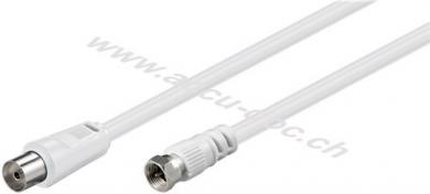 SAT/Antennen Adapterkabel (<70 dB), 2x geschirmt, 5 m, Weiß - F-Stecker > Koax-Buchse 