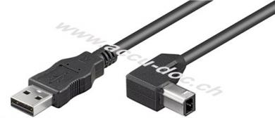 USB 2.0 Hi-Speed-Kabel 90°, schwarz, 2 m - USB 2.0-Stecker (Typ A) > USB 2.0-Stecker (Typ B) 