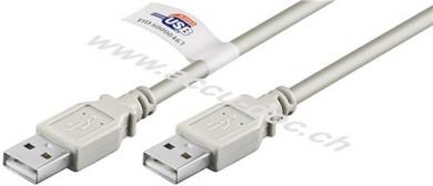 USB 2.0 Hi-Speed Kabel mit USB Zertifikat, Grau, 3 m - USB 2.0-Stecker (Typ A) > USB 2.0-Stecker (Typ A) 