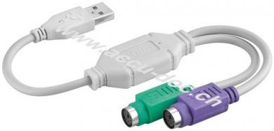USB auf PS/2 Konverter/Adapter, Weiß - USB A-Stecker > 2 x PS/2-Buchse 