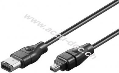 FireWire™ 400 Adapterkabel, 6 Pin zu 4Pin, IEEE1394, 1.8 m, Schwarz - FireWire 400 Stecker (6-Pin) > FireWire 400 Stecker (4-Pin) 