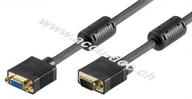 Full HD SVGA Monitorverlängerung, vergoldet, 2 m, Schwarz - VGA-Stecker (15-polig) > VGA-Buchse (15-polig) 