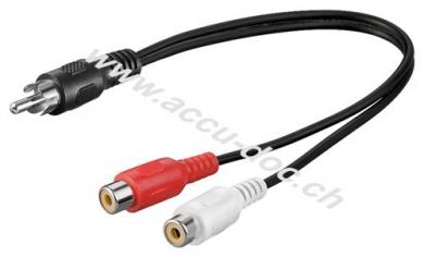 Audio Y Kabeladapter, Cinch-Stecker zu stereo Cinch-Buchse, 0.2 m, Schwarz - Cinch-Stecker > 2x Cinch-Buchse (Audio links/rechts) 