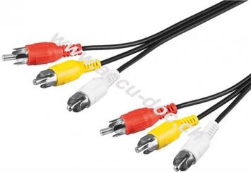 Composite Audio Video Verbindungskabel, 3x Cinch, 5 m - 3x Cinch-Stecker > 3x Cinch-Stecker 